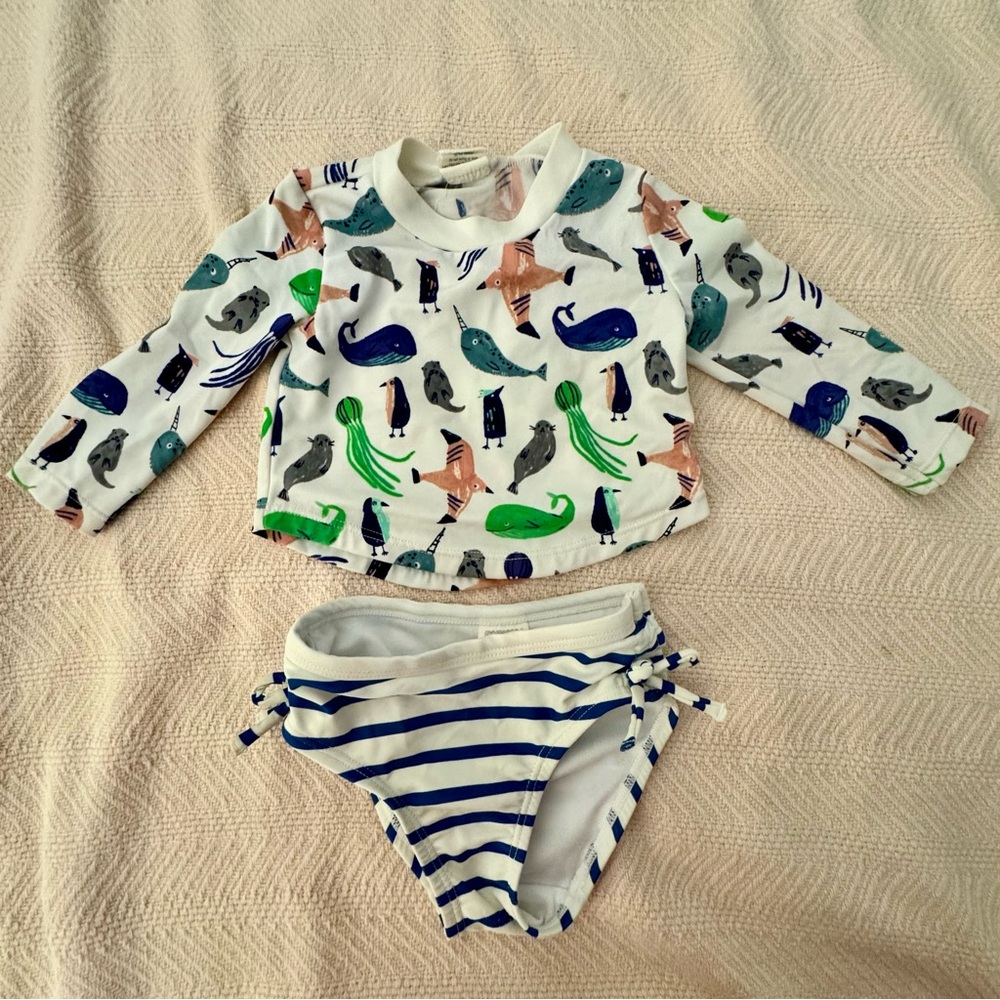 GYMBOREE Baby girl nautical ocean animals swimsuit